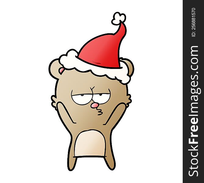 Bored Bear Gradient Cartoon Of A Wearing Santa Hat