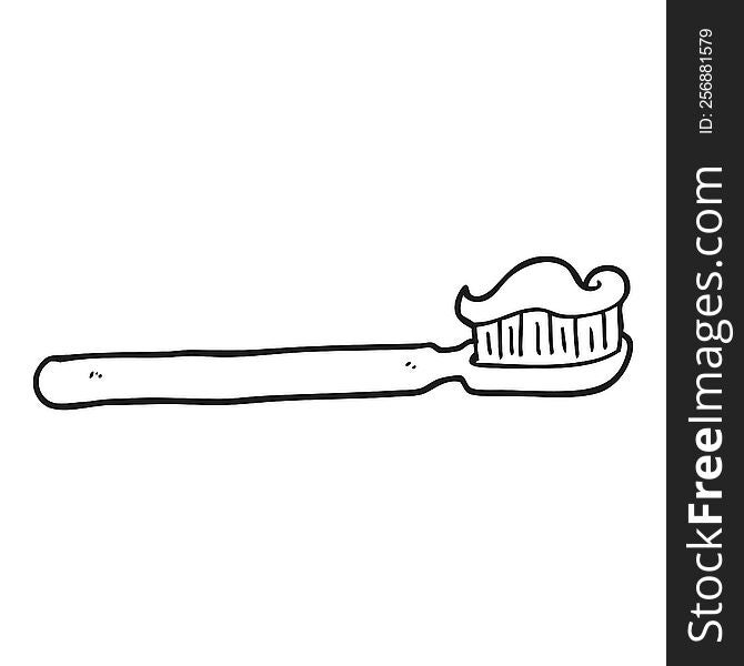 black and white cartoon toothbrush