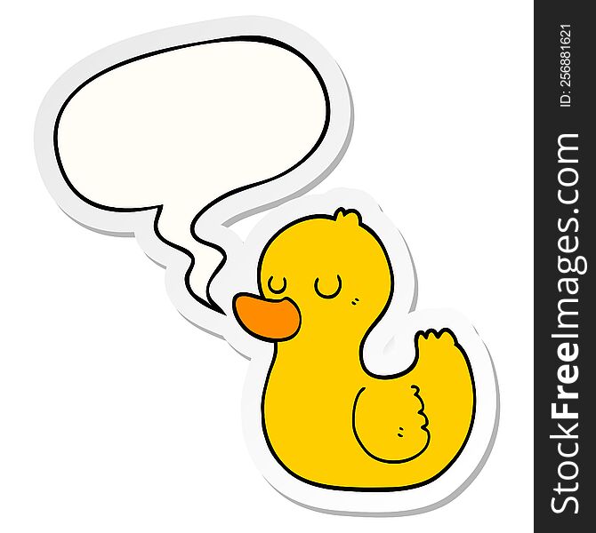 Cartoon Duck And Speech Bubble Sticker
