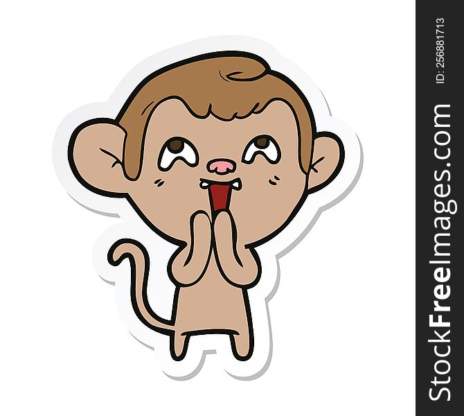 Sticker Of A Crazy Cartoon Monkey