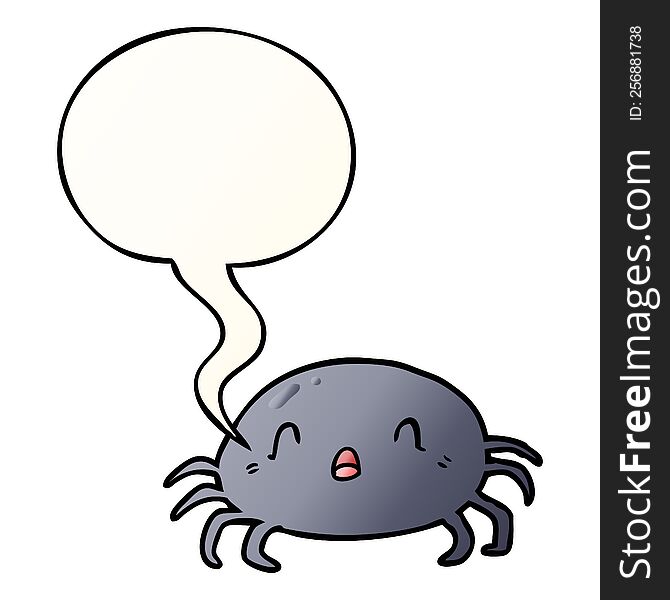 Cartoon Halloween Spider And Speech Bubble In Smooth Gradient Style