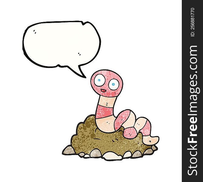 freehand speech bubble textured cartoon earthworm