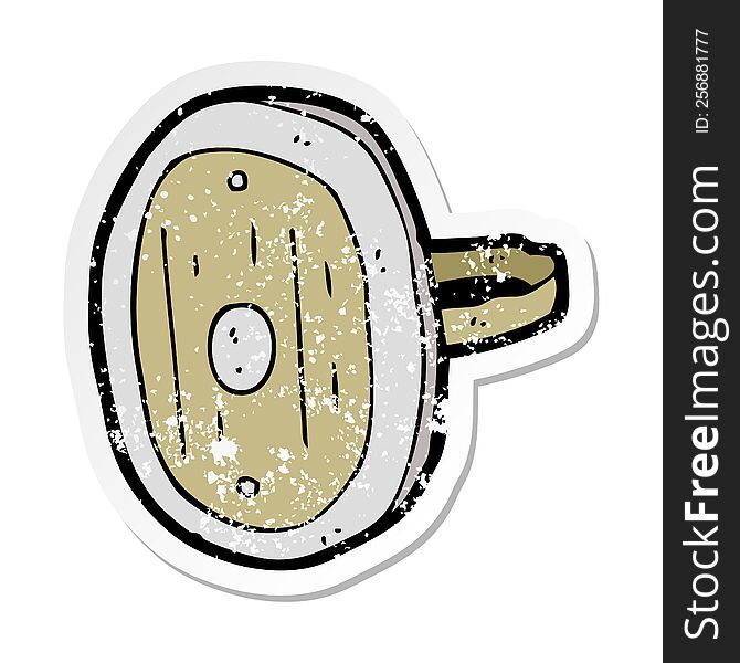 Retro Distressed Sticker Of A Cartoon Medieval Shield