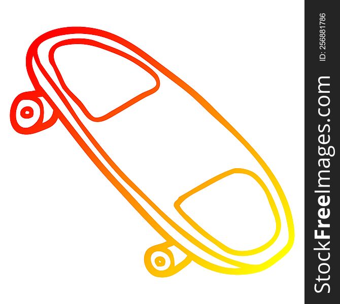 warm gradient line drawing of a cartoon skateboard