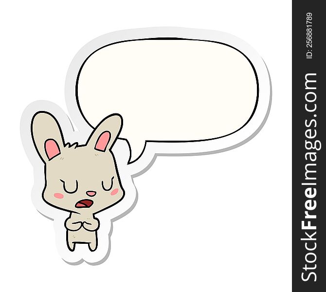Cartoon Rabbit Talking And Speech Bubble Sticker