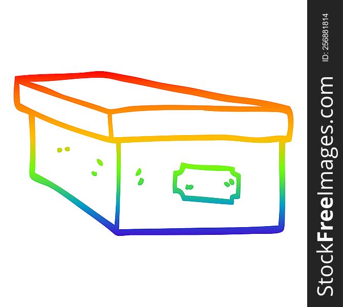 rainbow gradient line drawing of a cartoon office filing box