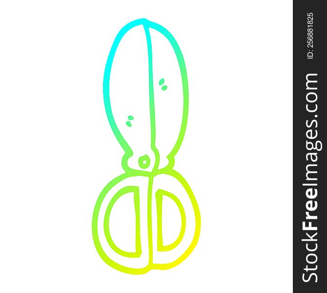 cold gradient line drawing of a cartoon closed scissors