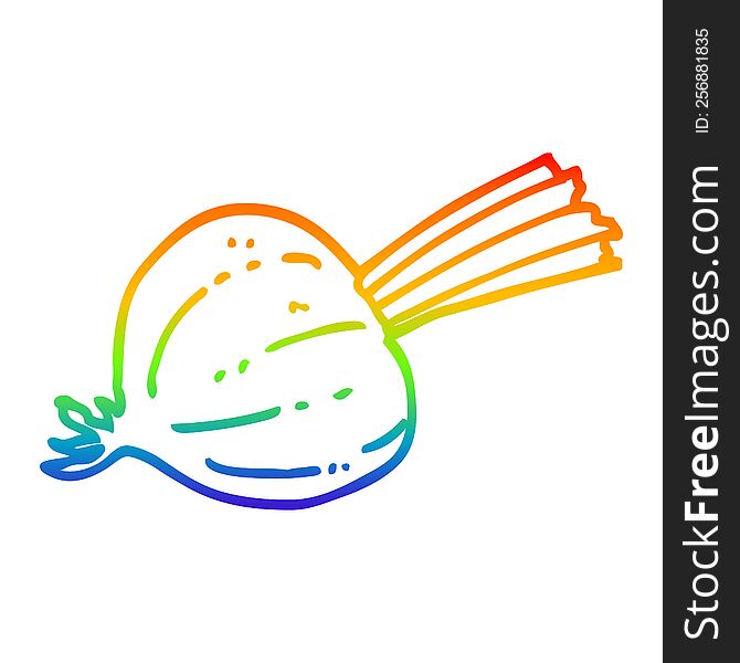rainbow gradient line drawing of a cartoon old onion