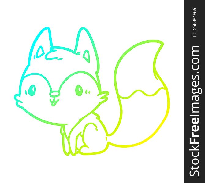 Cold Gradient Line Drawing Cute Fox