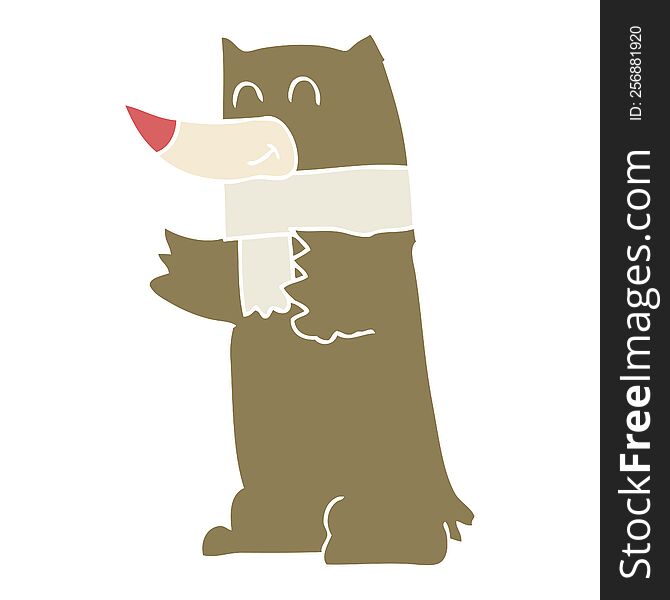 Flat Color Illustration Of A Cartoon Bear
