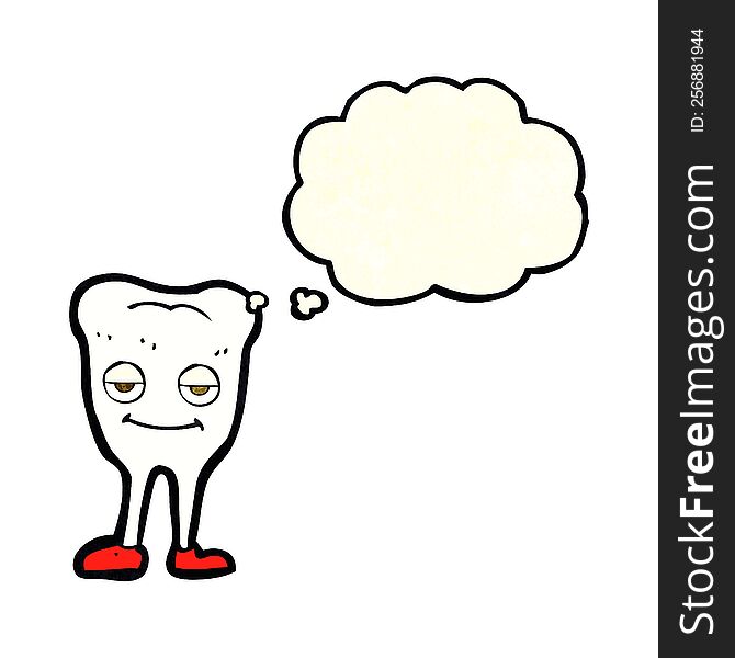 Cartoon Happy Tooth With Thought Bubble