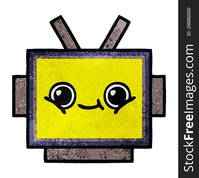 retro grunge texture cartoon robot head