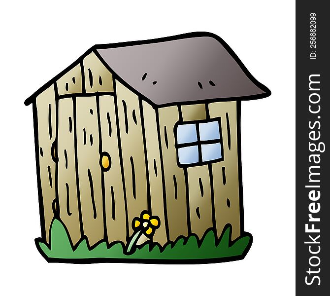 cartoon doodle wooden shed