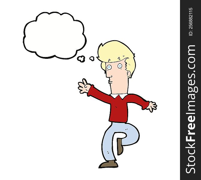 cartoon rushing man with thought bubble