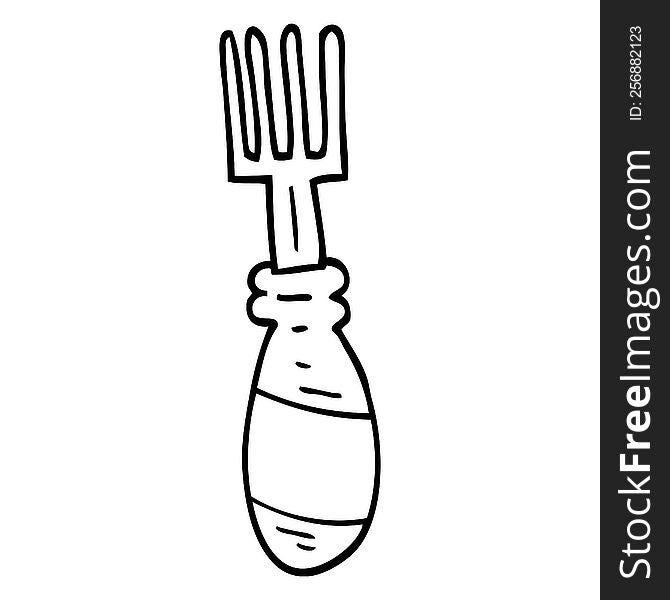 black and white cartoon fork