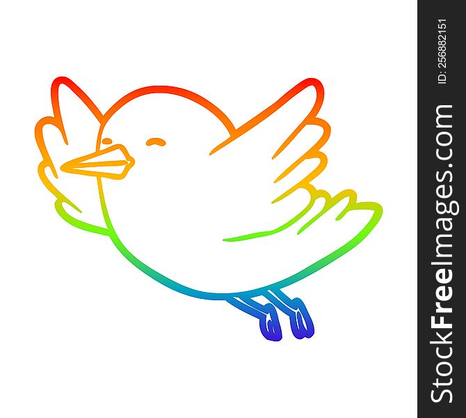 Rainbow Gradient Line Drawing Bird Flying