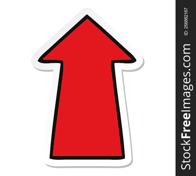 sticker of a quirky hand drawn cartoon arrow