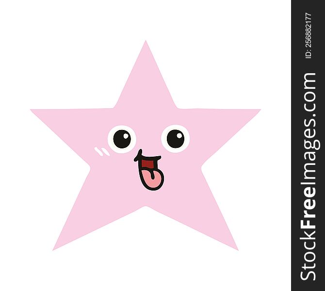 flat color retro cartoon of a star fish