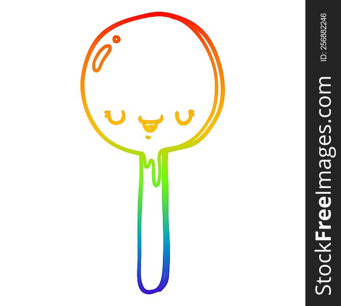 Rainbow Gradient Line Drawing Cartoon Candy Lollipop