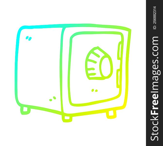 cold gradient line drawing of a cartoon locked safe