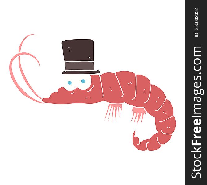 Flat Color Illustration Of A Cartoon Shrimp