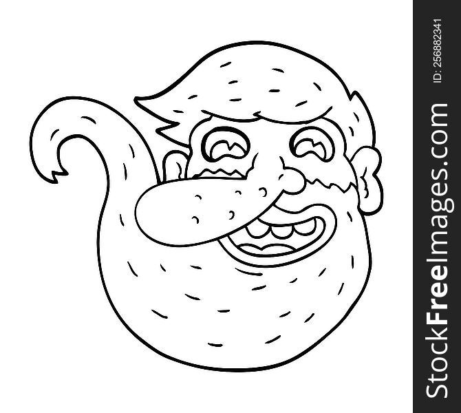 line drawing cartoon man with ginger beard