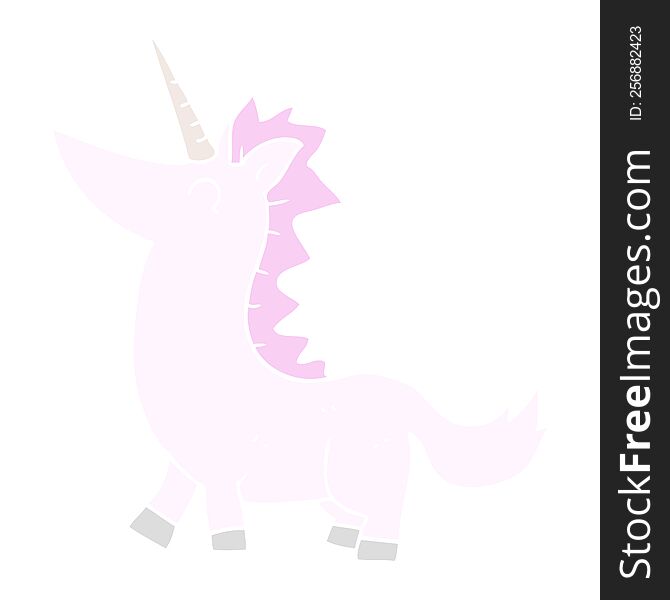 Flat Color Illustration Of A Cartoon Unicorn