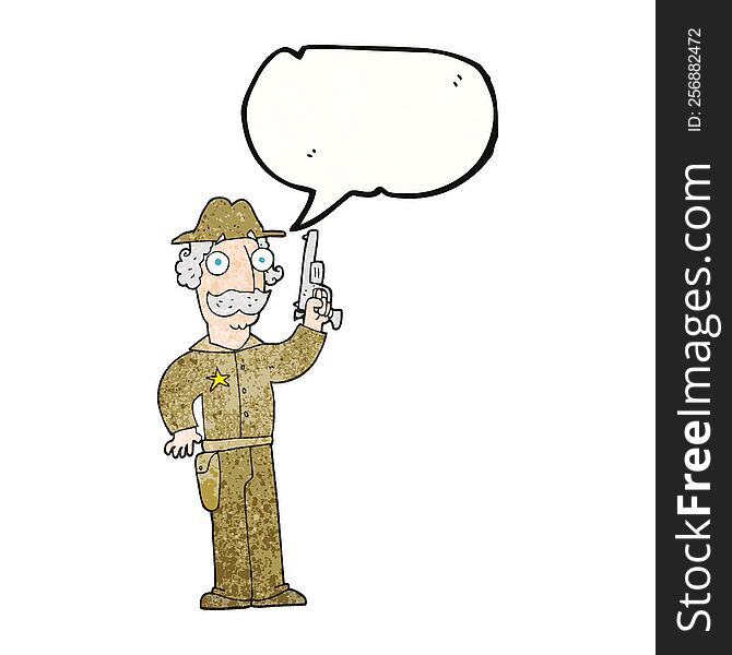 Speech Bubble Textured Cartoon Sheriff