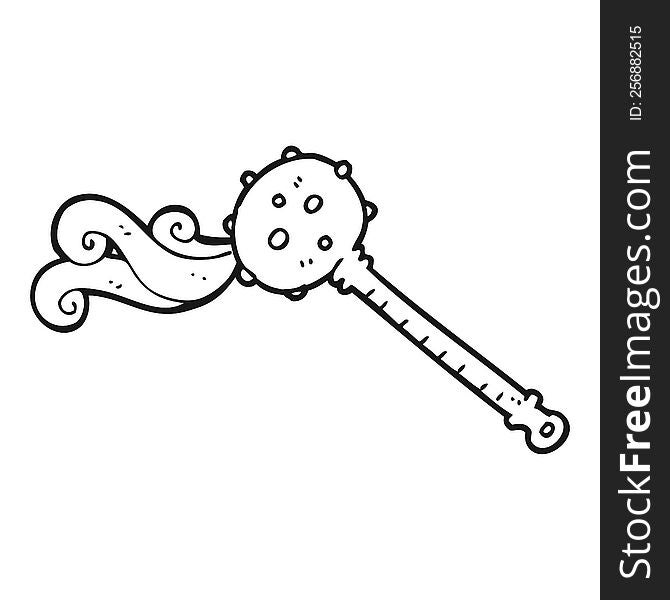 Black And White Cartoon Medieval Mace
