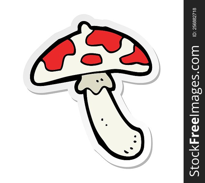 sticker of a cartoon poisonous toadstool