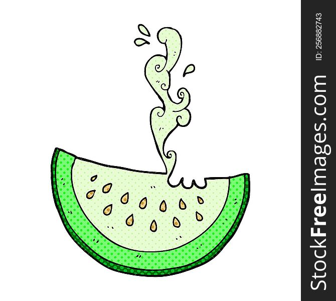 freehand drawn comic book style cartoon melon slice