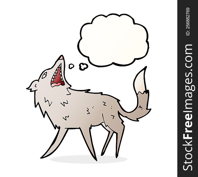 Cartoon Snapping Wolf With Thought Bubble