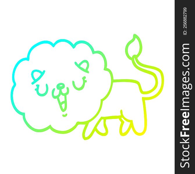 Cold Gradient Line Drawing Cute Cartoon Lion