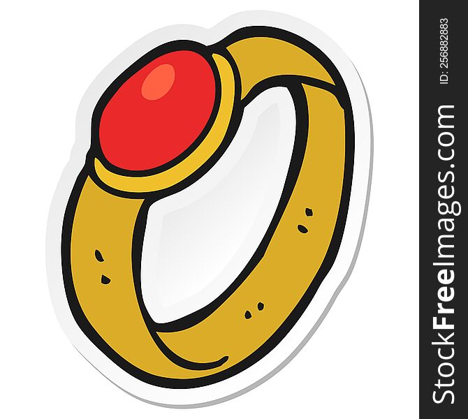 Sticker Of A Cartoon Ruby Ring