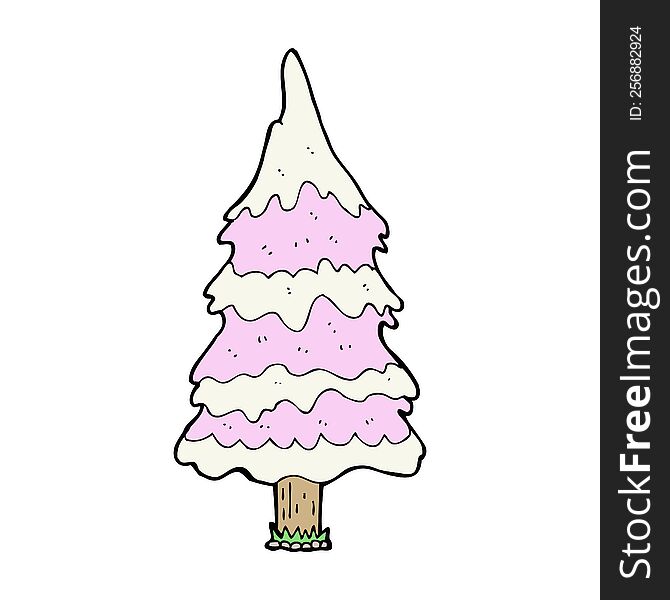 Cartoon Snowy Pink Tree