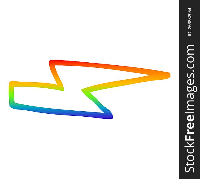rainbow gradient line drawing of a cartoon lightening bolt