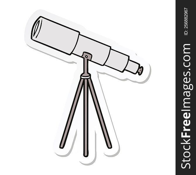 sticker of a cartoon telescope