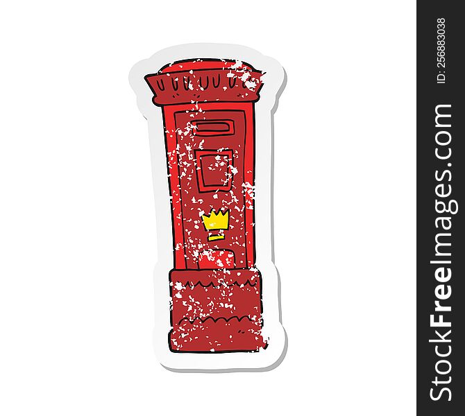 retro distressed sticker of a cartoon british post box