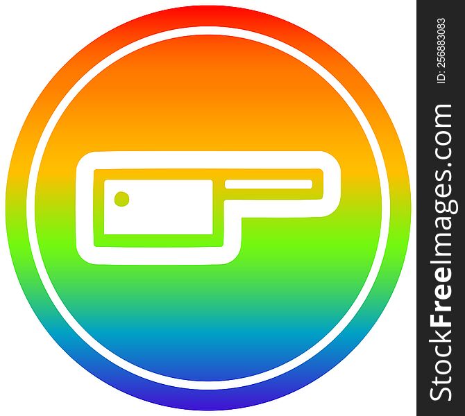 meat cleaver circular icon with rainbow gradient finish. meat cleaver circular icon with rainbow gradient finish