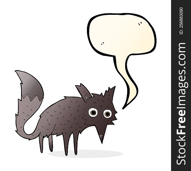 Funny Cartoon Little Wolf With Speech Bubble