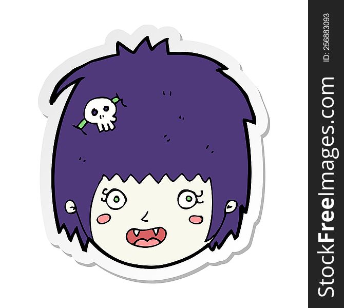 Sticker Of A Cartoon Happy Vampire Girl Face