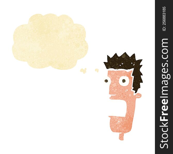 cartoon shocked man\'s face with thought bubble
