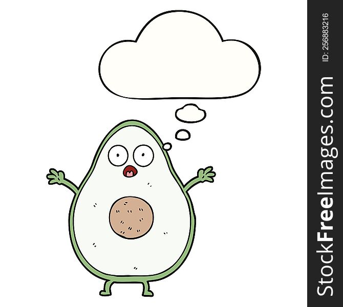cartoon avocado and thought bubble