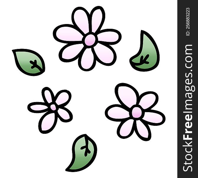 Quirky Gradient Shaded Cartoon Flowers