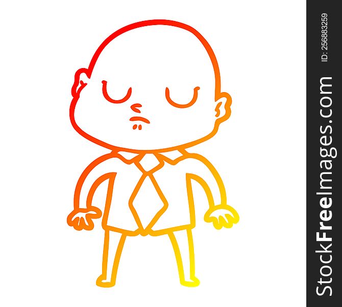 Warm Gradient Line Drawing Cartoon Bald Man
