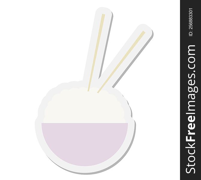 bowl of rice with chopsticks sticker