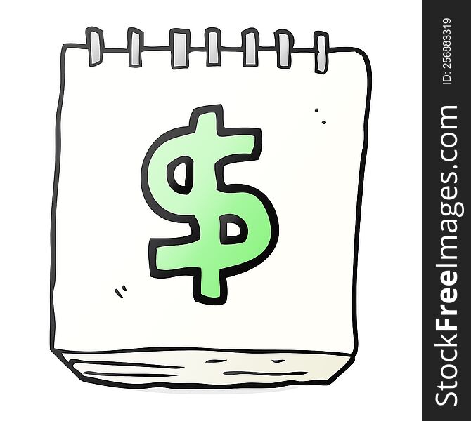 cartoon note pad with dollar symbol