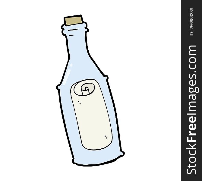 Cartoon Message In Bottle