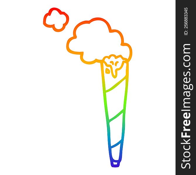 Rainbow Gradient Line Drawing Cartoon Rolled Cigarette