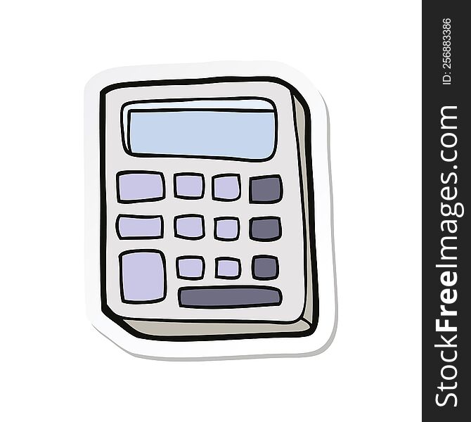 Sticker Of A Cartoon Calculator